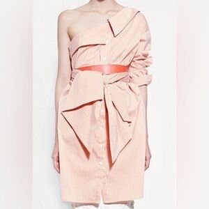 JOHANNA ORTIZ Belted One-Shoulder Dress Size: M